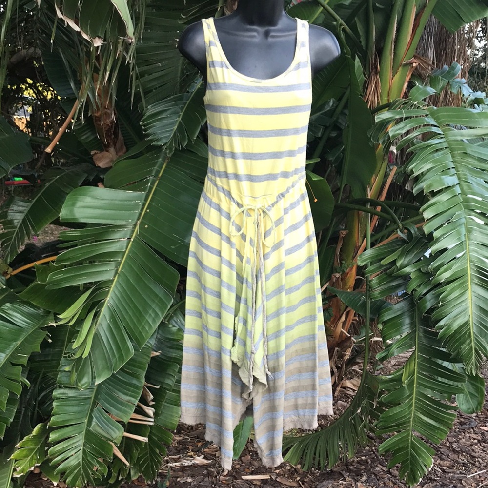 Barbara Lesser striped asymmetric handkerchief, hem dress